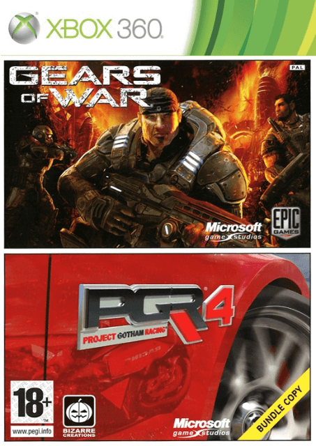 Gears of War + Project Gotham Racing 4 Double Pack box art for Xbox 360